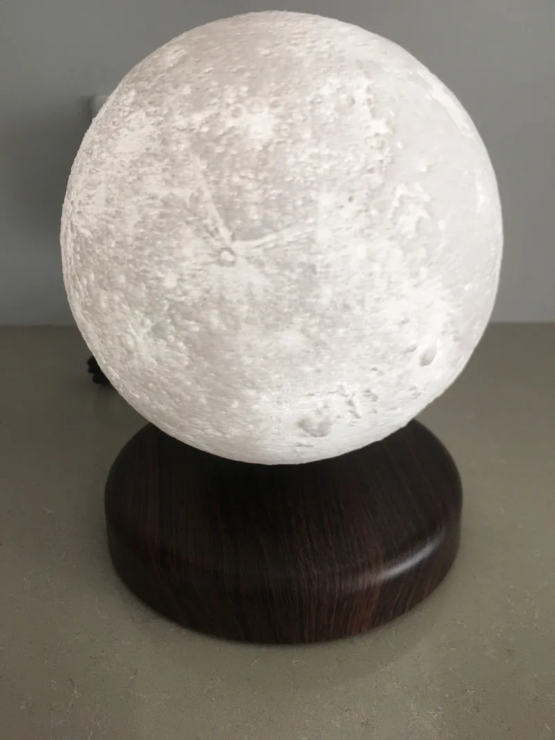 3D Магнитная левитирующая луна лампа Ночной светильник 15 см Вращающийся беспроводной светодиодный лунный светильник плавающая лампа новинка подарочные украшения для дома - Цвет: white color round