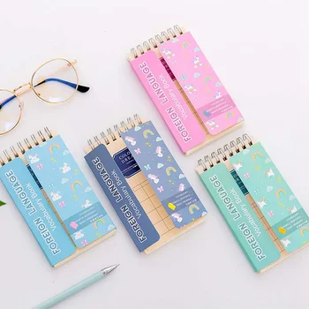 

1pcs Unicorn Foreign Language Learning Manual Coil Book Vocabulary Cute Cartoon Portable Notebook