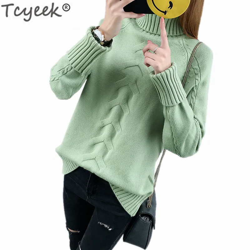 Korean Turtleneck Sweater Women 2020 Autumn Knitted Pullover Winter Long Sleeve Top Ladies Clothes Sueter Mujer LWL780 | Женская одежда