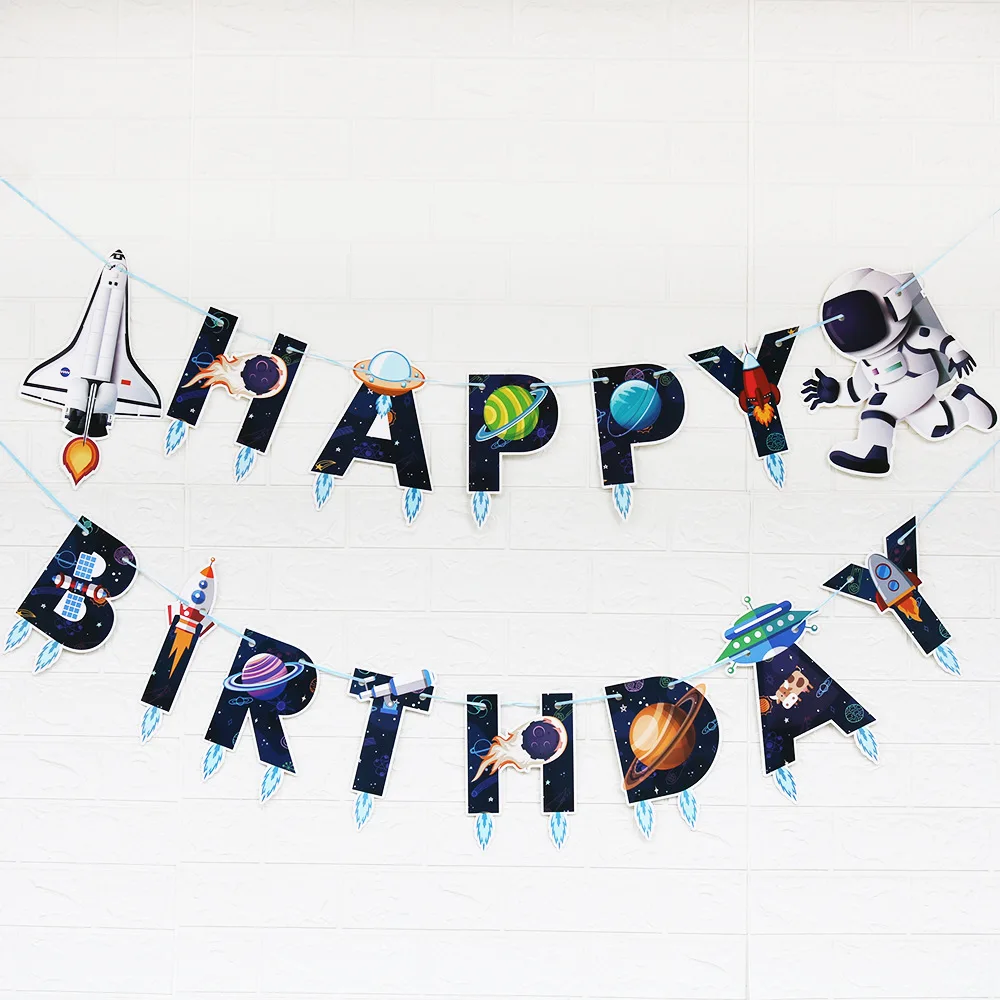 OENY Galaxy Party Decor Disposable Tableware Kits Boy Outer Space Rocket Astronaut Space Themed Kids Birthday Party Decor