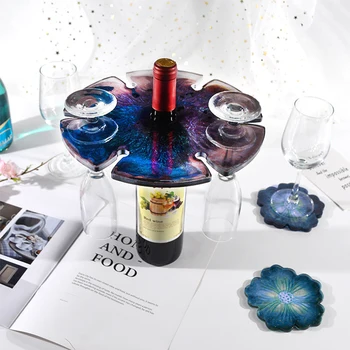 

Six Slot DIY Round Wine Rack Mold Cup Holder Diy Handmade Crystal silicone Mold Red Wine Tray Bracket Cup Holder Resin Mold