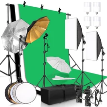 Fotografie Beleuchtung Kit 2,6 x3M Foto Hintergrund Musselin Kulissen & Softbox & Regenschirm & Reflektor & Licht Stehen Für Foto studio