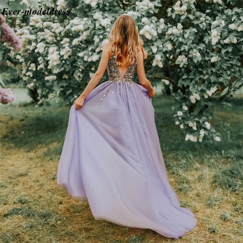 Robe De Soriee платья для выпускного вечера со стразами длинные глубокий v-образный вырез бисером без спинки прозрачные трапециевидные Формальные Вечерние платья на заказ