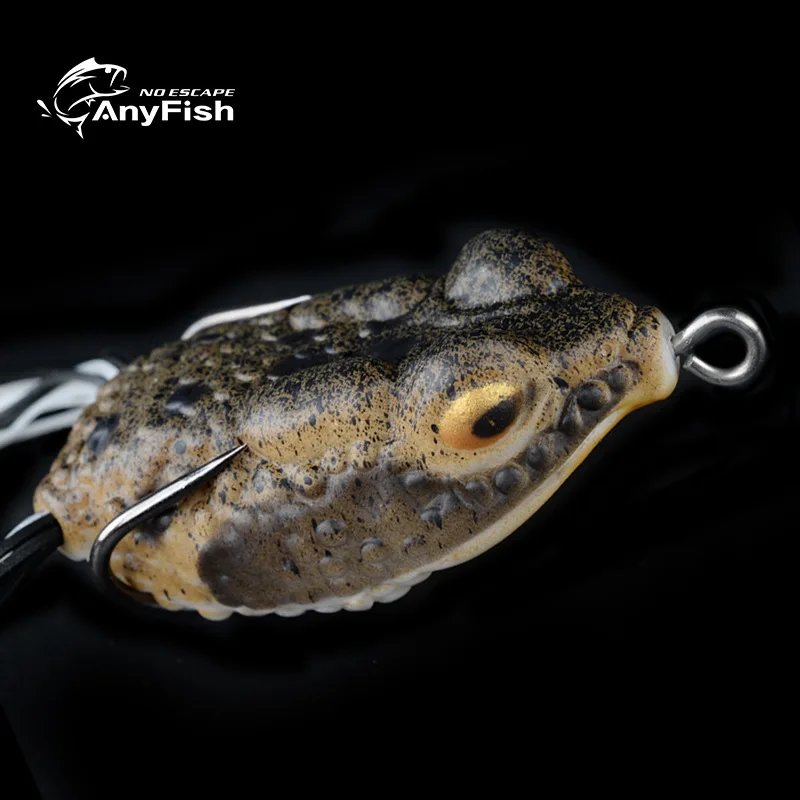 Anyfish Ray лягушка черная только Bionic Ray лягушка яйцо лягушка Высокоуглеродистая сталь двойной крючок Приманка Мягкая приманка