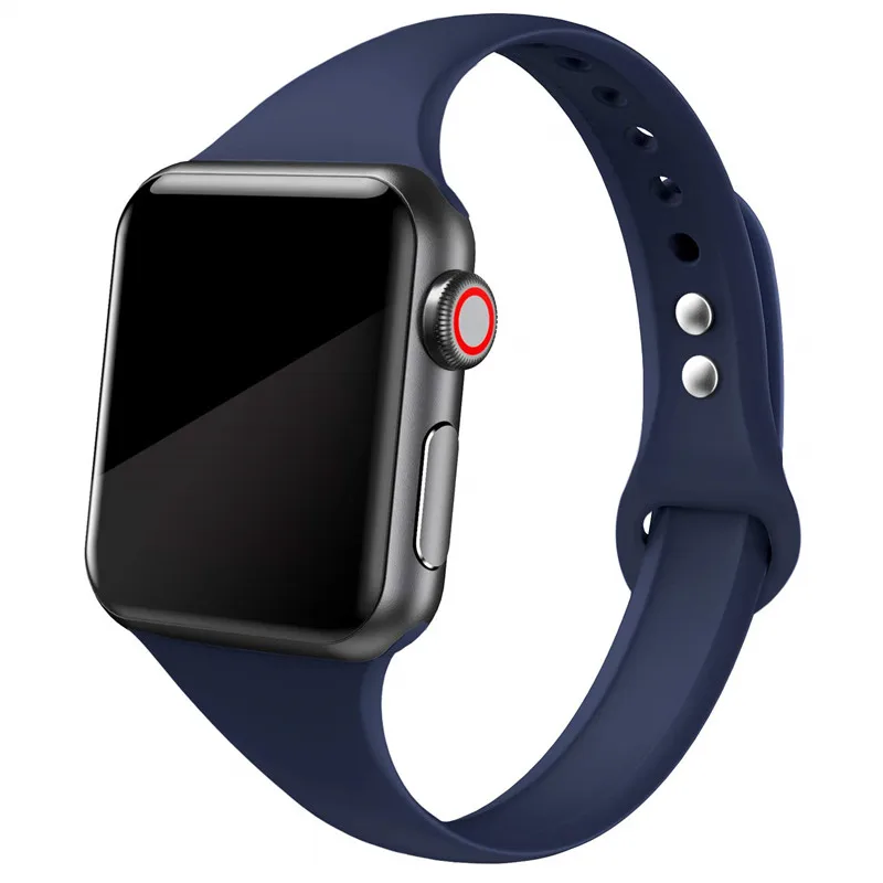 midnight blue 13 Тонкие полосы для apple watch band 4 44 мм 40 мм(iwatch 5) apple watch 3 2 1 ремешок 42 мм 38 мм силиконовый ремешок аксессуары - Цвет ремешка: midnight blue 13