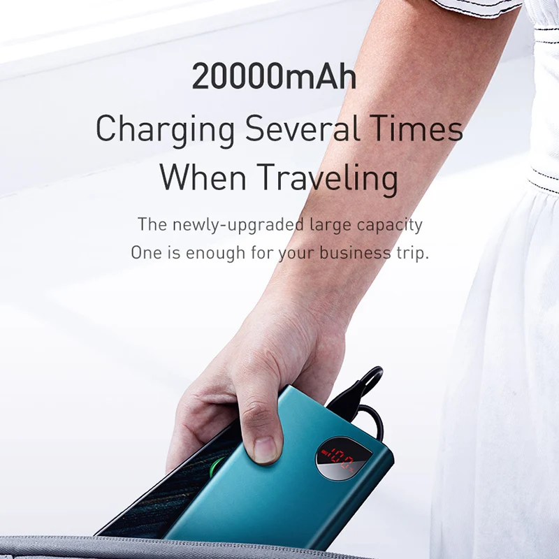 Baseus 20000mAh Power Bank Universal Quick Charge 3.0 Mobile Powerbank For Huawei Xiaomi iPhone Samsung Portable Battery Charger