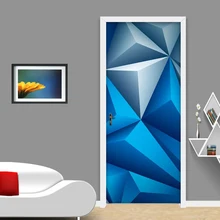 ПВХ водонепроницаемая самоклеящаяся Дверь Наклейка 3D синяя Геометрическая фото настенная бумага Гостиная Кабинет домашний декор дверь настенная бумага 3D