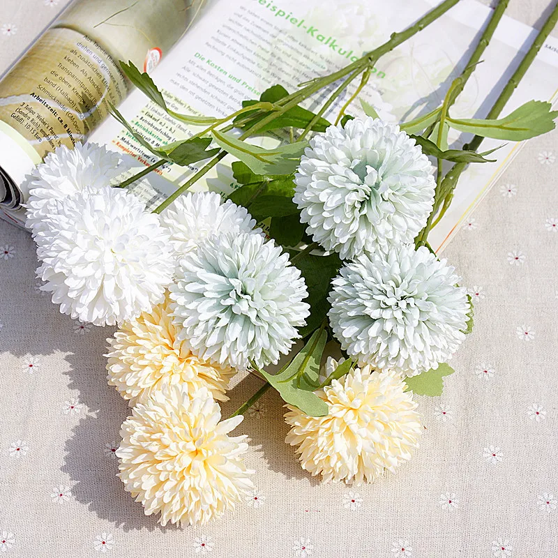 

3 heads dandelions Multi-layer Carnation vases for home decor artificial plants decorative flower scrapbook wedding Flower wall