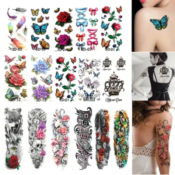

Waterproof Tattoos Stickers On The Body Art Temporary Tattoo Sleeve Full Arm Cool Men Metallic Tattoos Waterproof Tattoos