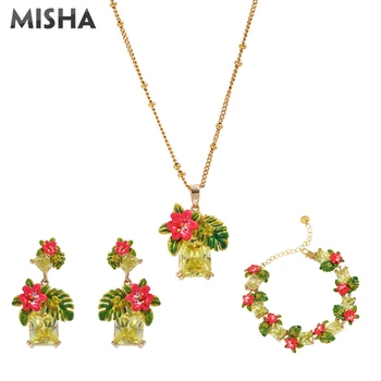 

MISHA Luxury Jewelry Sets For Women Necklace Earrings Bracelet Women Ladies Jewelry Sets Handmade Enamel Glaze 2387