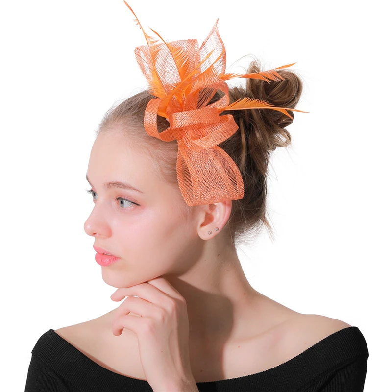 Винтажная Женская Коктейльная Вуалетка для волос millinery повязки на голову элегантные heawear и перья вечерние события сетчатая шапка аксессуары XMF166