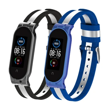 

Stainless Steel+Nylon Strap for Mi Band 5 For Xiaomi Mi Band 5 Bracelet Watch band For Mi Band 5 Sport Strap Breathable Bracelet