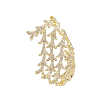 

Timeless Wonder Glam Zirconia Dragon Bone Clip Earrings with Piercing Women Jewelry Punk Earcuff Boho Gothic Designer Top 2526