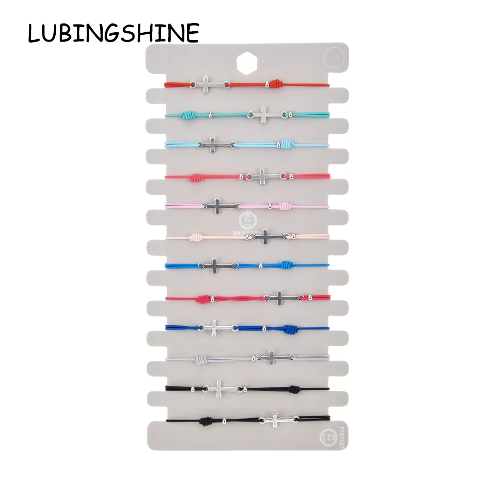 Charms Bracelet-Set Chain Jewelry Wristband Rubber-Rope Adjustable Elastic Cross-Knot