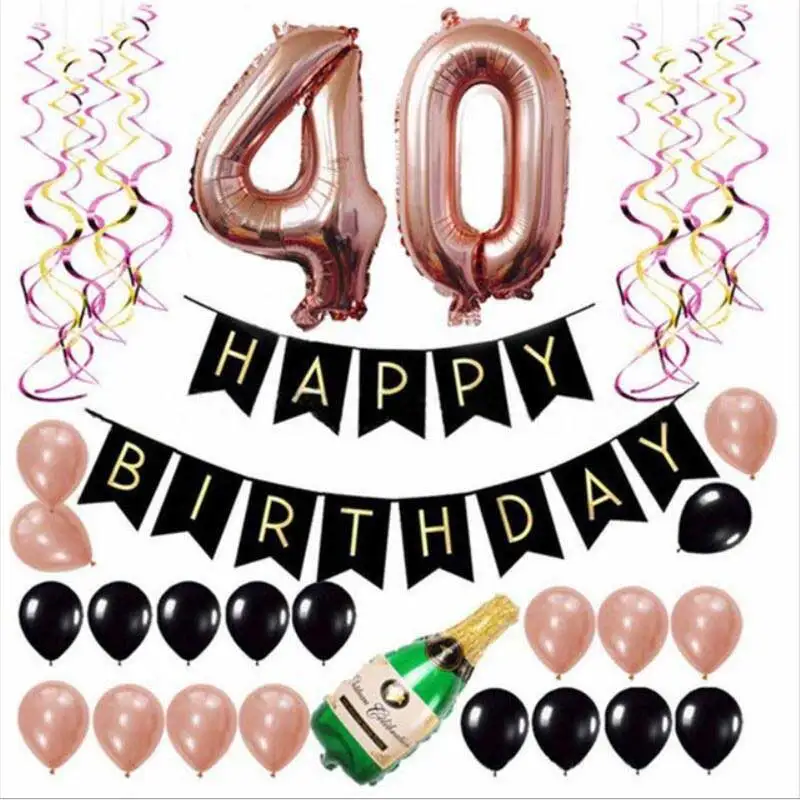 40 years old 1" воздушный шар из фольги с буквенным принтом, розовое золото, воздушные шары для дня рождения, 30, 40, 50, 60 лет, украшение для дня рождения - Цвет: 40 years old