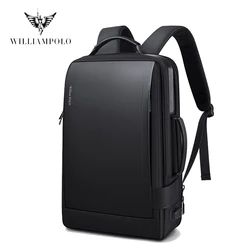 WILLIAMPOLO Backpack For Teenagers Fashion Microfiber Fit 17.3 Laptop Luxury Backpack For Boys School Bags Black PL207208
