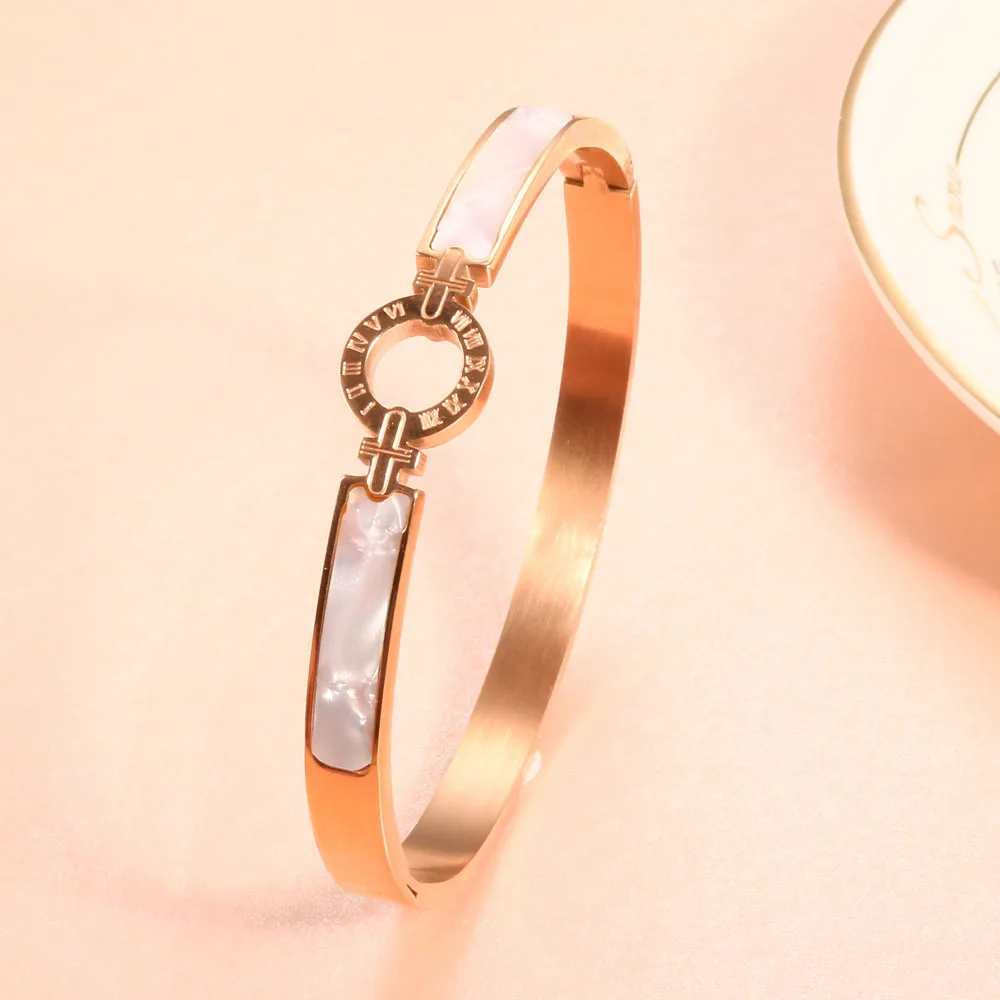 White Shell Roman Numeral Bangles & Bracelets Gold Color Women Bangle For Fashion Bracelet Jewelry bangle bracelet