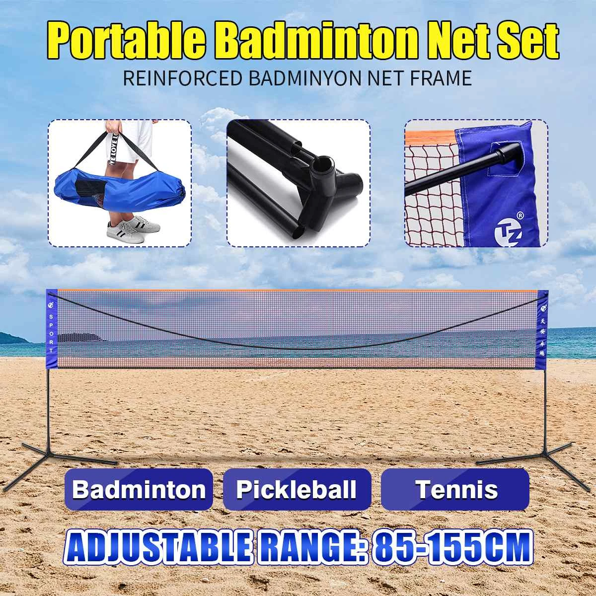 20ft Beach Badminton Volleyball Tennis Net Kit Stand Carry Bag Kid Home Sports 