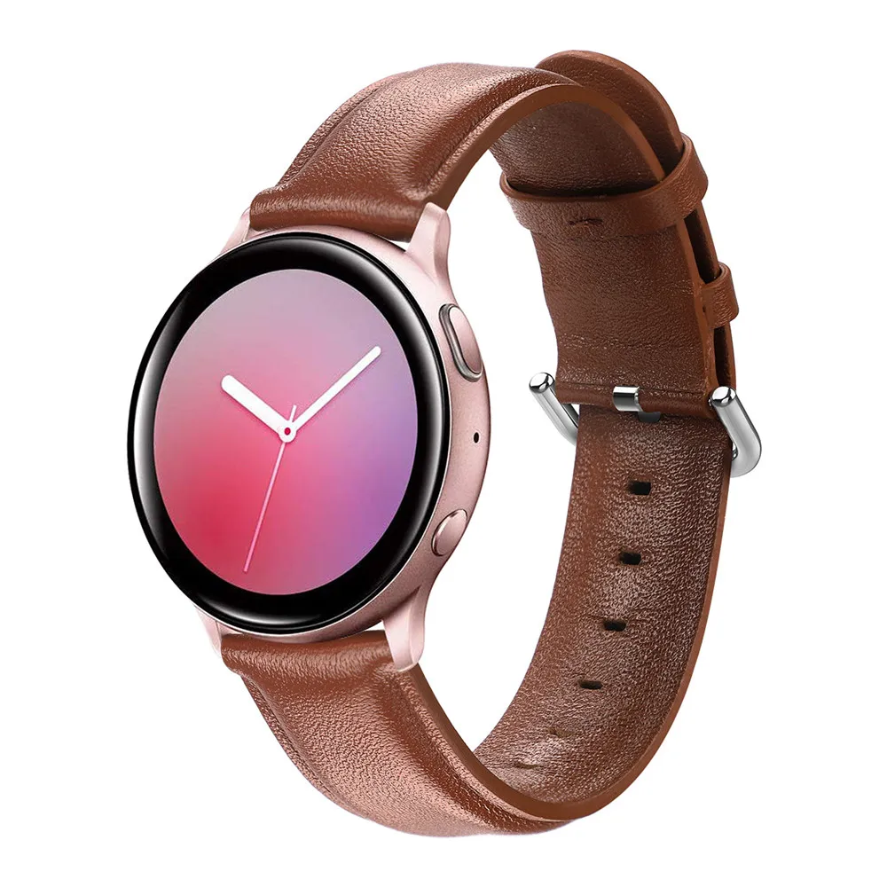 Кожаный ремешок для samsung Active2 44 мм 40 мм SM-R820 R830 R500 R600 R810 Galaxy Watch 42 Active 2 наручный браслет ремешок для часов - Цвет ремешка: Brown