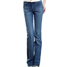 Высокое качество женские облегающие джинсы со средней талией светло-голубые Модные расклешенные брюки