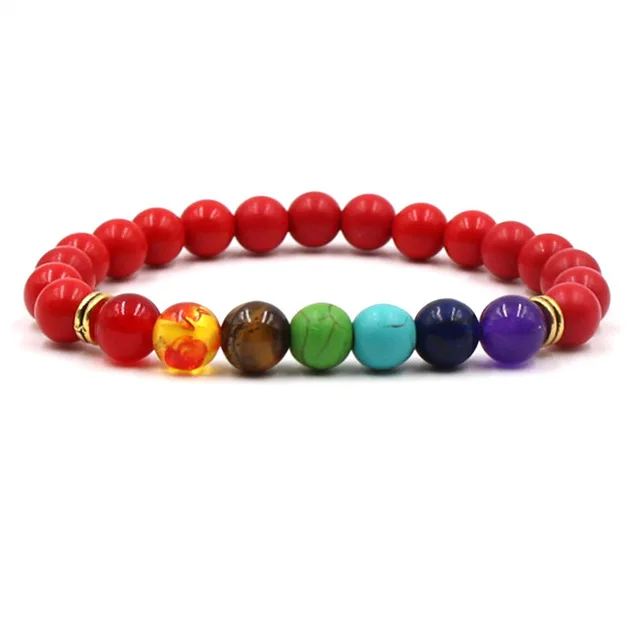 Eight Planets Natural Stone Bracelet Universe Yoga Chakra Galaxy Solar Lovers System Bracelets For MenOrWomen JewelryAnniversary - Окраска металла: Red rainbow