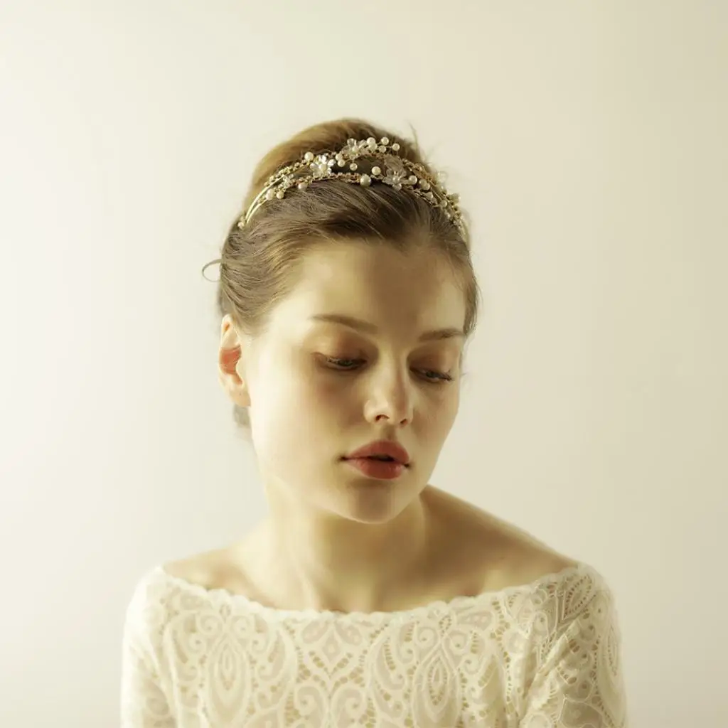 Fashion Crystal Diamante Maple Leaf Tiara Double Row Headband Hairband Wedding Crown