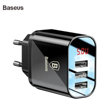 Baseus 3.4A USB зарядное устройство быстрое зарядное устройство с светодиодный цифровой дисплей 3 USB слот настенное зарядное устройство для iPhone samsung Xiaomi huawei