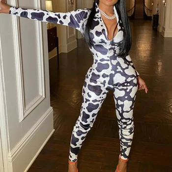

Fashion Hit Color Printed Skinny Rompers Women Jumpsuits Casual One Piece Overalls Streetwear