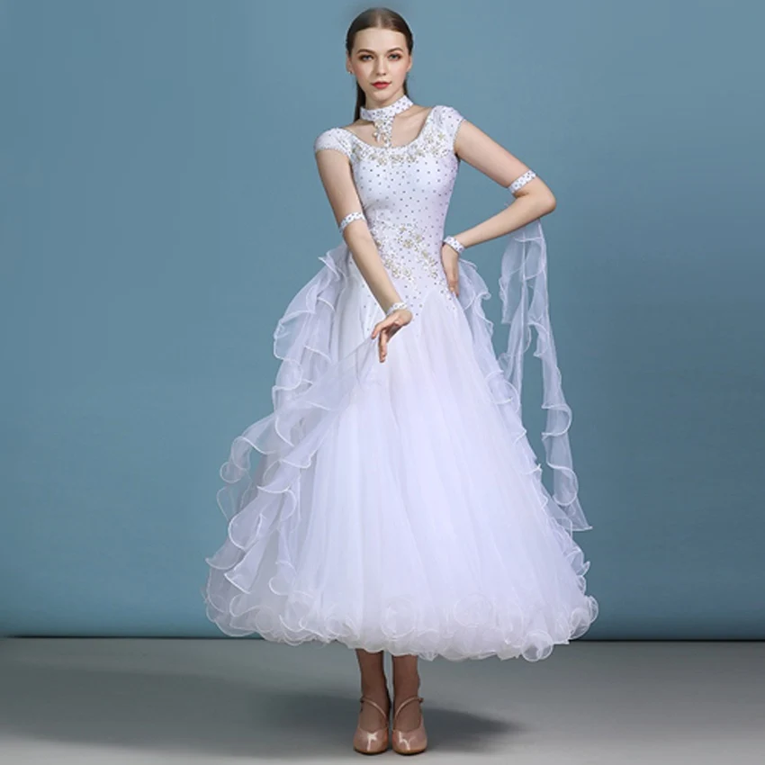 Белое Бальное Платье стандартное танцевальное платье для танцевальный для бальных танцев Танцы вальса костюмы foxtrot платье одежды для конкурса танцов розовый