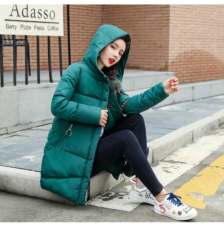 IELGY Для женщин средней длины хлопчатобумажное пальто в Корейском стиле, модная пуховая куртка