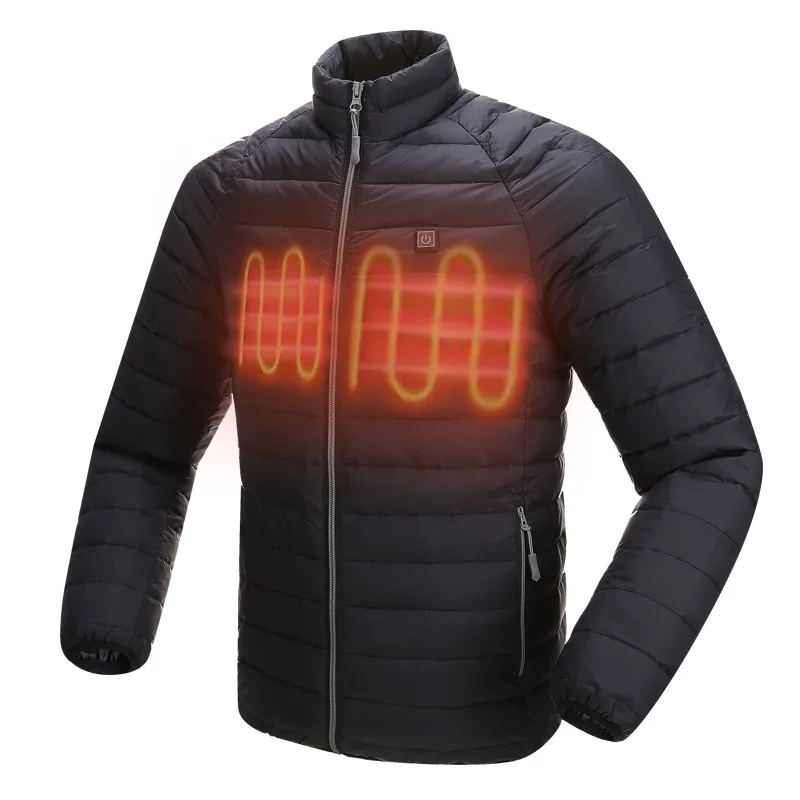 

5V Electric Heated Jacket Coat Smart Mobile Power Heating Clothing Winter Warm Electric Clothes Carbon Fiber Infrared Heating Zipper Down Jacket For Man Women Outdoor Warm
