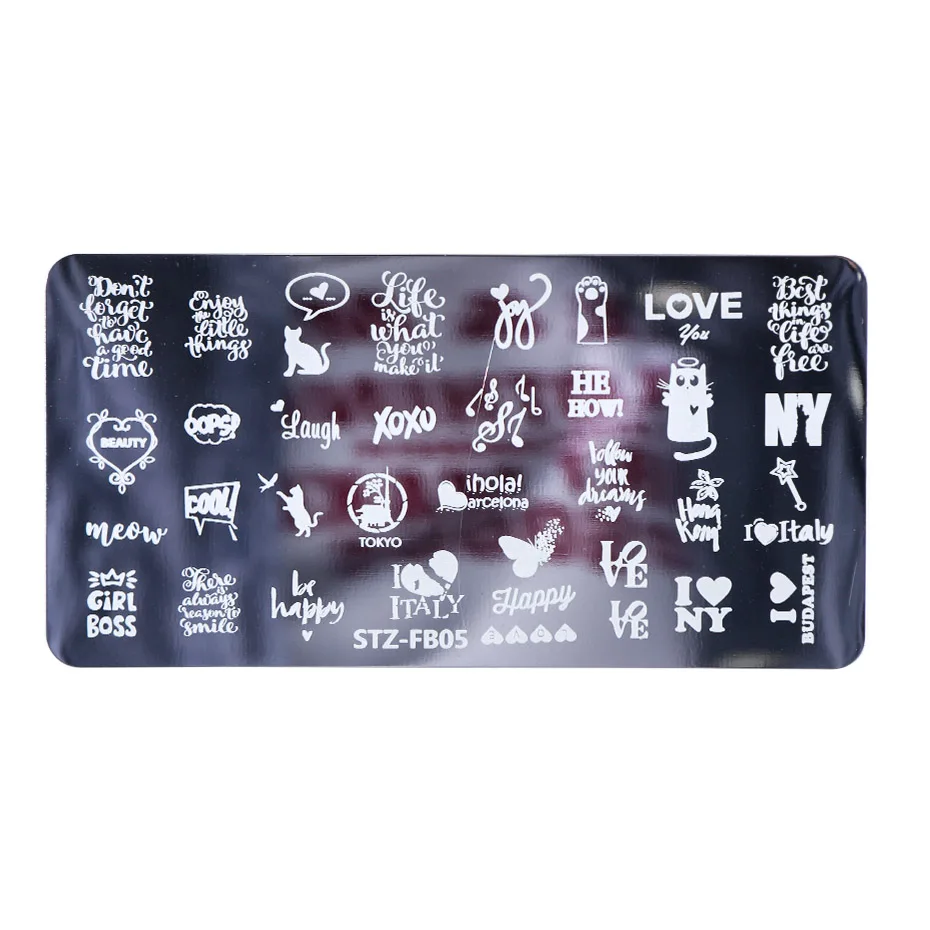 STZ-FB05 Nail Stamping Plates Leaves Flower Nail Template Christmas Halloween Image Stamp Manicure Polish Printing Stencil JISTZFB01-19 - Цвет: STZ-FB05