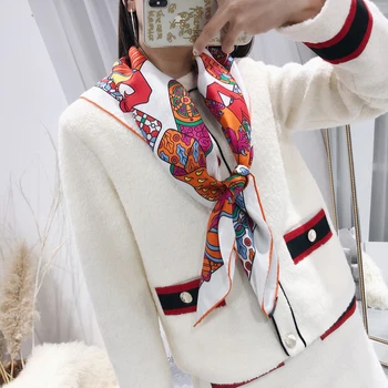 

100% Silk Twill Scarf 2019 New Women Beautiful Headband Shawl Scarves Hijab Wraps Foulard Ancient Gladiator Pattern 90*90cm