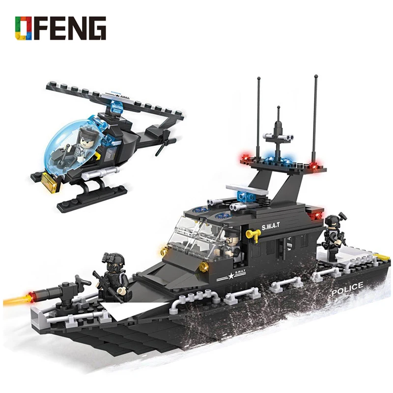 

Police station SWAT building blocks Armored car jeep Military Series 3D Model Figure Brinquedos city Boy Toy Children Gift 6511
