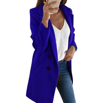 

Fashion Button Winter Women Long Coat Open Stitch Coat Solid Office Lady Cardigan Plus Size 5XL