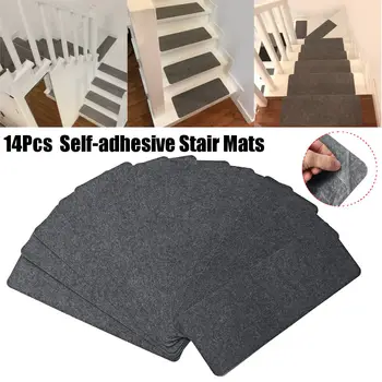 

14Pcs Self-Adhesive Staircase Mats Anti-Skid Step Rugs Safety Mute Floor Mats Safe Stair Pads for Home