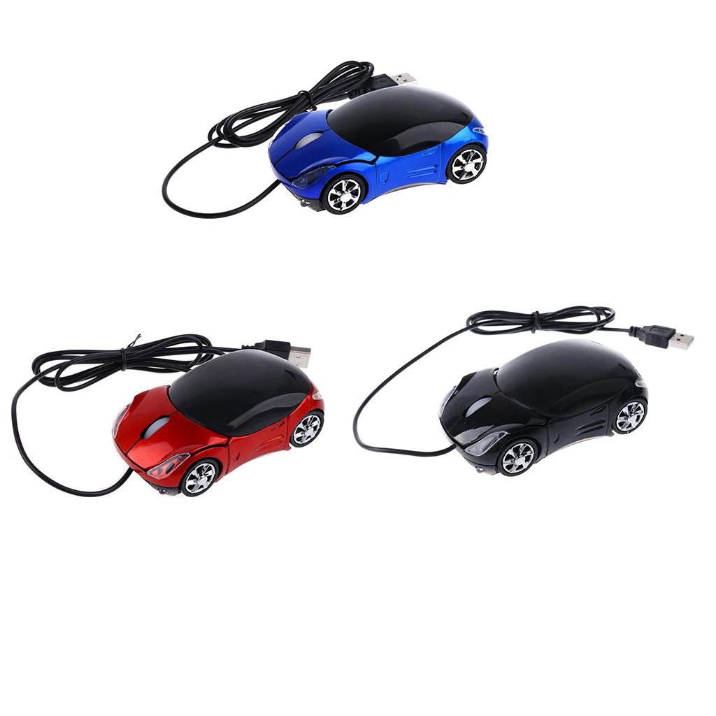 3D Car Shape USB Optical LED Light Wired Mouse Mice For Laptop Desktop