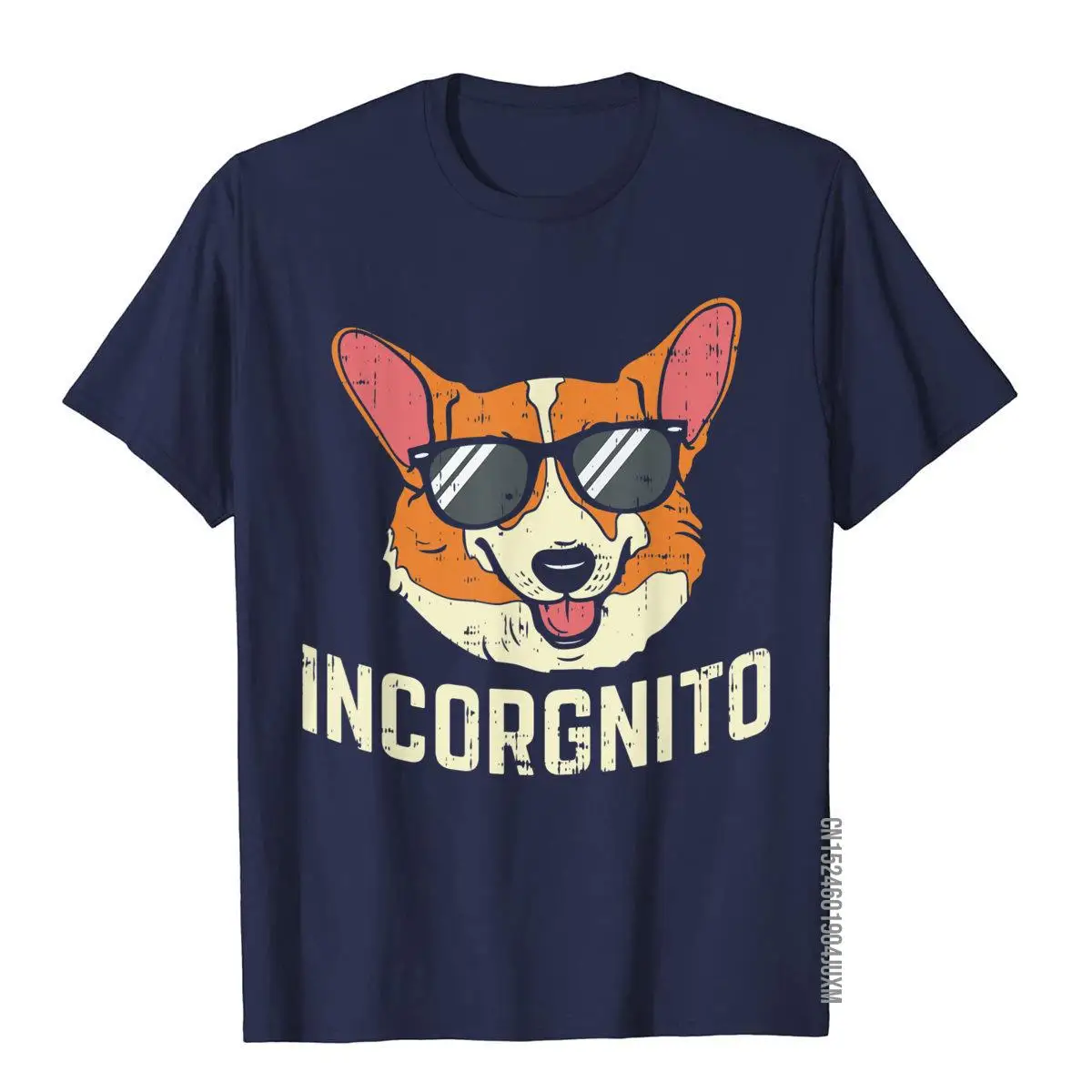 Incorgnito Shirt Funny Welsh Corgi Face Dog Pun Lover Gift T-Shirt__97A2657navy