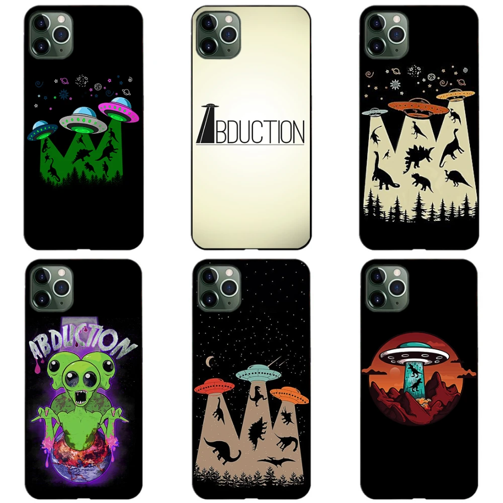 

Vintage Dinosaur Alien Abduction phone case Black Soft Cover For iPhone 11 Pro Max 6 7 8plus 5 X XS XR XSMax And Samsung s10 s9