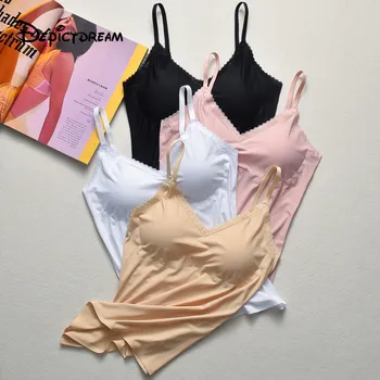 

New style personality long sling Ice silk Beauty Back back small vest sexy underwear bra students backing up the chest vest 2019