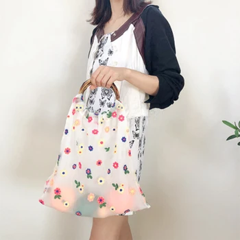 

European Small Yarn Root Fairy Handbag Embroidery Shopping Bag Simple