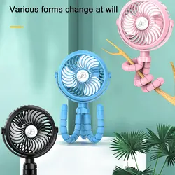 Mini Portable Fan Hanging Hanging Octopus Shape Stand Adjustable Handheld USB Charging for Fan Cooler Baby Stroller Student Use
