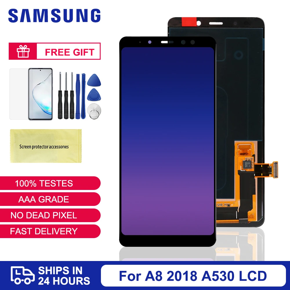 Оригинальный дисплей 5 6 дюйма для Samsung Galaxy A8 2018 A530 A530F A530DS A530N | Мобильные телефоны и