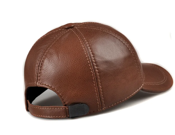 Verkäufe Winter männer braun/schwarz Farbe Echt Leder Baseball Caps Männer Damen Jugend Ente Zunge Warmer Hüte Hip Pop motorhaube Femme – Detail 17