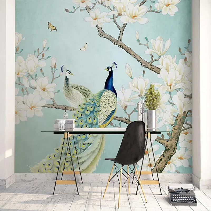 Custom Mural Wallpaper 3D Chinese Style Peacock Magnolia Flowers Bird Wall  Painting Living Room Study Background Wall Decor 3 D|Wallpapers| -  AliExpress