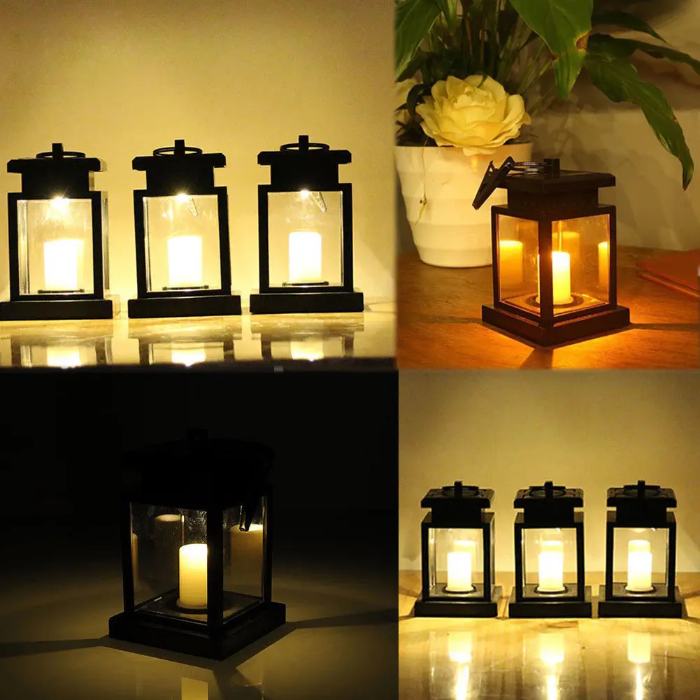 

Home Garden Decoration Light LED Outdoor Twinkle Candle Lantern Solar Powered Warm Flame Flashing Tea Light Outdoor Lamp