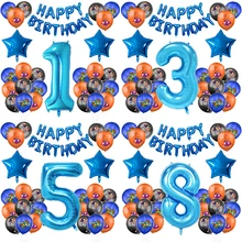 

40pcs Space Jam Party Supplies Birthday Party Decorations Balloons Boys Favorite Basketball Foil Happy Birthday Balloons Set