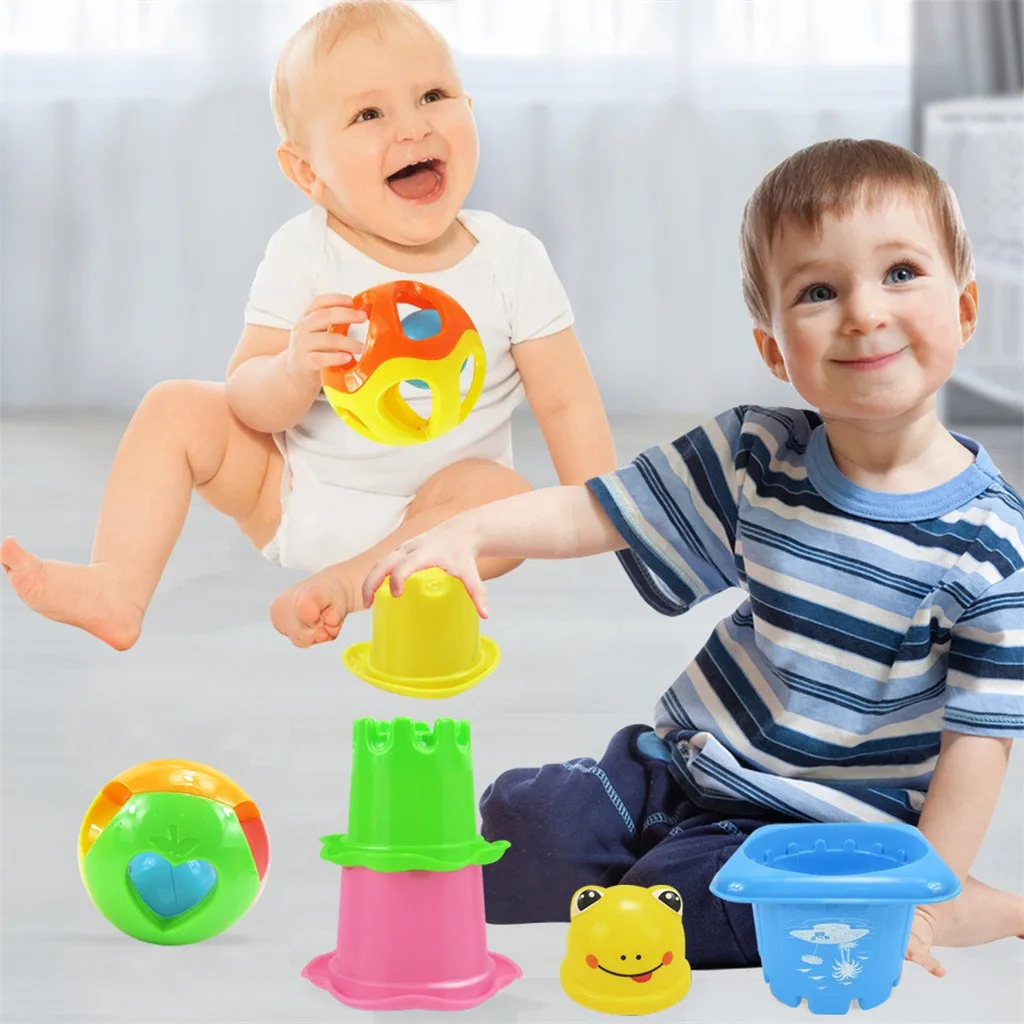 Детские игрушки для ванной смешное штабелирование чашек животное Jingle мяч открытый пляж игрушка для ванной для детей Рождественский подарок# SH