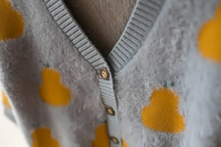 Spring Autumn Baby Boys Faux Mink Fur Knitted Cardigan Sweater Boys Pear Printed Jacket Children Outerwear Clothing F125