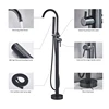 Uythner Freestanding Bathtub Faucet Set Floor Standing Bath Mixer Tap Dual Handle Black Bathtub Tap For Bathroom Faucets 3